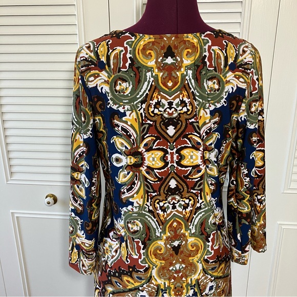 HAANI Petite Yellow, Brown and Green Pattern Dress size Petite Large - Picture 4 of 6